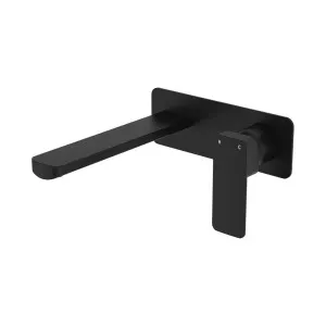 Tono Basin/Bath Wall Mixer Set, Rectangular Plate, 200mm Outlet, Matte Black by Fienza, a Bathroom Taps & Mixers for sale on Style Sourcebook