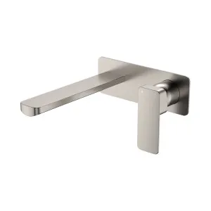 Tono Basin/Bath Wall Mixer Set, Rectangular Plate, 200mm Outlet, Brushed Nickel by Fienza, a Bathroom Taps & Mixers for sale on Style Sourcebook