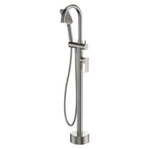 Tono Floor Mounted Bath Mixer With Hand Shower, Brushed Nickel by Fienza, a Bathroom Taps & Mixers for sale on Style Sourcebook