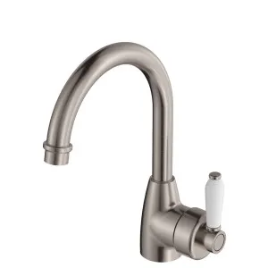 Eleanor Gooseneck Basin Mixer, Brushed Nickel / Ceramic by Fienza, a Bathroom Taps & Mixers for sale on Style Sourcebook