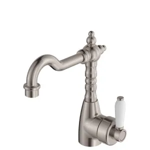 Eleanor Shepherds Crook Basin Mixer, Brushed Nickel / Ceramic by Fienza, a Bathroom Taps & Mixers for sale on Style Sourcebook