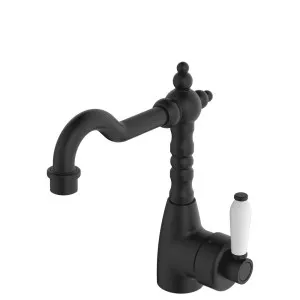 Eleanor Shepherds Crook Basin Mixer, Matte Black / Ceramic by Fienza, a Bathroom Taps & Mixers for sale on Style Sourcebook