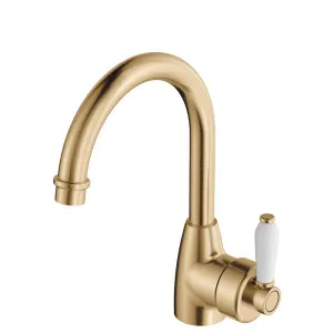 Eleanor Gooseneck Basin Mixer, Urban Brass / Ceramic by Fienza, a Bathroom Taps & Mixers for sale on Style Sourcebook