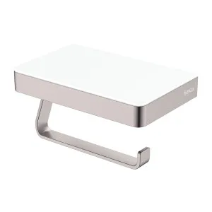 Tono Toilet Roll Holder with Glass Shelf, Brushed Nickel by Fienza, a Toilet Paper Holders for sale on Style Sourcebook