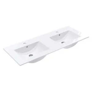 Dolce Full Depth Double Bowl Ceramic Basin Top 1200 by Fienza, a Basins for sale on Style Sourcebook