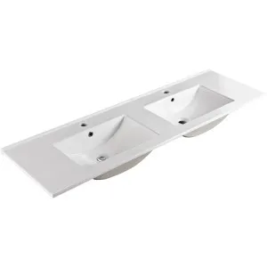 Dolce Full Depth Double Bowl Ceramic Basin Top 1500 by Fienza, a Basins for sale on Style Sourcebook