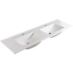 Vanessa Full Depth Double Bowl Poly-Marble Basin Top 1500 by Fienza, a Basins for sale on Style Sourcebook