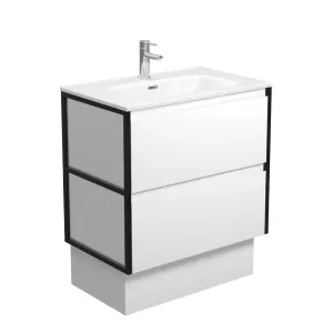 Joli Amato 750 Satin White Vanity On Kick, Matte Black Frames by Fienza, a Vanities for sale on Style Sourcebook