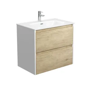 Joli Amato 750 Scandi Oak Wall-Hung Vanity, Satin White Panels by Fienza, a Vanities for sale on Style Sourcebook