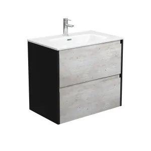 Joli Amato 750 Industrial Wall-Hung Vanity, Satin Black Panels by Fienza, a Vanities for sale on Style Sourcebook