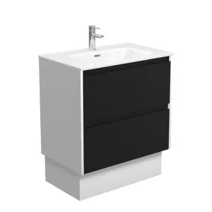 Joli Amato 750 Satin Black Vanity On Kick, Satin White Panels by Fienza, a Vanities for sale on Style Sourcebook