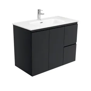 Joli Fingerpull Satin Black 900 Wall-Hung Vanity by Fienza, a Vanities for sale on Style Sourcebook