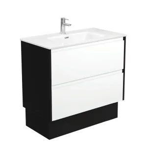 Joli Amato 900 Satin White Vanity On Kick, Satin Black Panels by Fienza, a Vanities for sale on Style Sourcebook