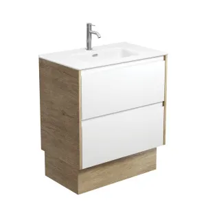 Joli Matte Amato Satin White 750 Vanity On Kickboard with Scandi Oak Panels by Fienza, a Vanities for sale on Style Sourcebook