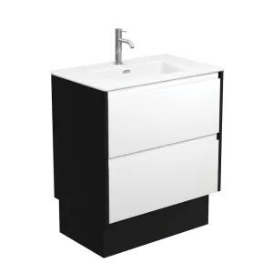 Joli Matte Amato Satin White 750 Vanity On Kickboard with Satin Black Panels by Fienza, a Vanities for sale on Style Sourcebook