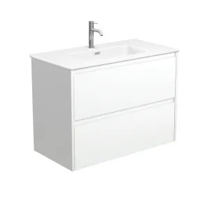 Joli Matte Amato Satin White 900 Wall Hung Vanity with Satin White Panels by Fienza, a Vanities for sale on Style Sourcebook