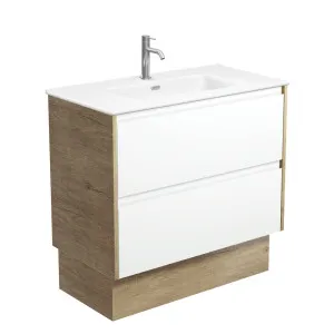 Joli Matte Amato Satin White 900 Vanity On Kickboard with Scandi Oak Panels by Fienza, a Vanities for sale on Style Sourcebook