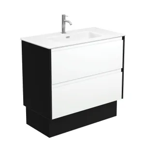 Joli Matte Amato Satin White 900 Vanity On Kickboard with Satin Black Panels by Fienza, a Vanities for sale on Style Sourcebook