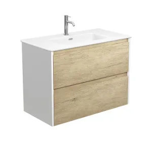 Joli Matte Amato Scandi Oak 900 Wall Hung Vanity with Satin White Panels by Fienza, a Vanities for sale on Style Sourcebook