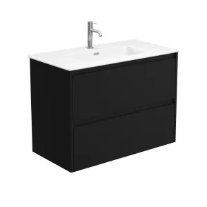 Joli Matte Amato Satin Black 900 Wall Hung Vanity with Satin Black Panels by Fienza, a Vanities for sale on Style Sourcebook