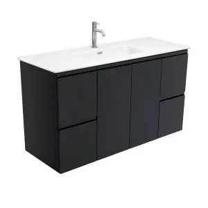 Joli Matte Fingerpull Satin Black 1200 Wall Hung Vanity by Fienza, a Vanities for sale on Style Sourcebook