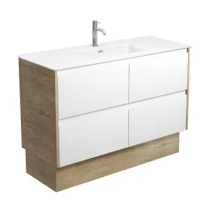 Joli Matte Amato Satin White 1200 Vanity On Kickboard with Scandi Oak Panels by Fienza, a Vanities for sale on Style Sourcebook