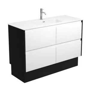 Joli Matte Amato Satin White 1200 Vanity On Kickboard with Satin Black Panels by Fienza, a Vanities for sale on Style Sourcebook