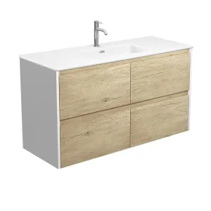 Joli Matte Amato Scandi Oak 1200 Wall Hung Vanity with Satin White Panels by Fienza, a Vanities for sale on Style Sourcebook