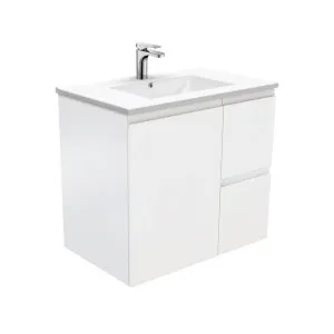 Dolce Fingerpull Satin White 750 Wall-Hung Vanity by Fienza, a Vanities for sale on Style Sourcebook