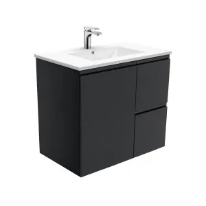 Dolce Fingerpull Satin Black 750 Wall-Hung Vanity by Fienza, a Vanities for sale on Style Sourcebook