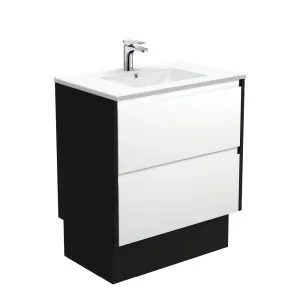 Dolce Amato 750 Satin White Vanity On Kick, Satin Black Panels by Fienza, a Vanities for sale on Style Sourcebook