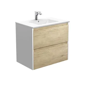 Dolce Amato 750 Scandi Oak Wall-Hung Vanity, Satin White Panels by Fienza, a Vanities for sale on Style Sourcebook