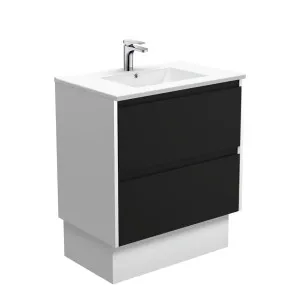 Dolce Amato 750 Satin Black Vanity On Kick, Satin White Panels by Fienza, a Vanities for sale on Style Sourcebook