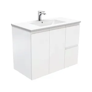 Dolce Fingerpull Satin White 900 Wall-Hung Vanity by Fienza, a Vanities for sale on Style Sourcebook