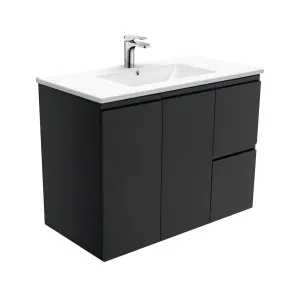 Dolce Fingerpull Satin Black 900 Wall-Hung Vanity by Fienza, a Vanities for sale on Style Sourcebook