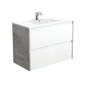 Dolce Amato 900 Satin White Wall-Hung Vanity, Industrial Panels by Fienza, a Vanities for sale on Style Sourcebook