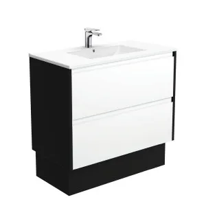 Dolce Amato 900 Satin White Vanity On Kick, Satin Black Panels by Fienza, a Vanities for sale on Style Sourcebook