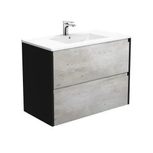 Dolce Amato 900 Industrial Wall-Hung Vanity, Satin Black Panels by Fienza, a Vanities for sale on Style Sourcebook