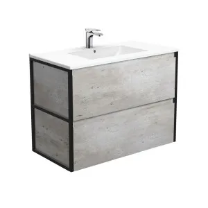 Dolce Amato 900 Industrial Wall-Hung Vanity, Matte Black Frames by Fienza, a Vanities for sale on Style Sourcebook