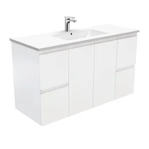 Dolce Fingerpull Satin White 1200 Wall-Hung Vanity by Fienza, a Vanities for sale on Style Sourcebook