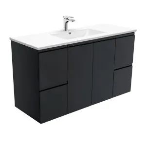 Dolce Fingerpull Satin Black 1200 Wall-Hung Vanity by Fienza, a Vanities for sale on Style Sourcebook