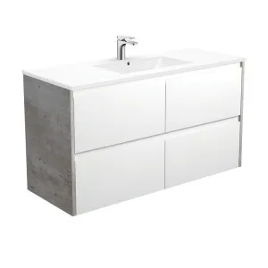 Dolce Amato 1200 Satin White Wall-Hung Vanity, Industrial Panels by Fienza, a Vanities for sale on Style Sourcebook