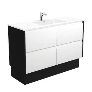 Dolce Amato 1200 Satin White Vanity On Kick, Satin Black Panels by Fienza, a Vanities for sale on Style Sourcebook