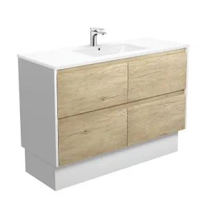 Dolce Amato 1200 Scandi Oak Vanity On Kick, Satin White Panels by Fienza, a Vanities for sale on Style Sourcebook