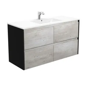 Dolce Amato 1200 Industrial Wall-Hung Vanity, Satin Black Panels by Fienza, a Vanities for sale on Style Sourcebook