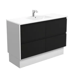 Dolce Amato 1200 Satin Black Vanity On Kick, Satin White Panels by Fienza, a Vanities for sale on Style Sourcebook