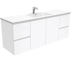 Dolce Fingerpull Gloss White 1500 Single Bowl Wall-Hung Vanity by Fienza, a Vanities for sale on Style Sourcebook