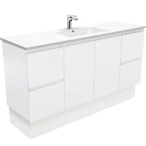 Dolce Fingerpull Satin White 1500 Single Bowl Vanity On Kickboard by Fienza, a Vanities for sale on Style Sourcebook