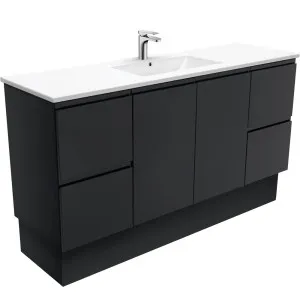 Dolce Fingerpull Satin Black 1500 Single Bowl Vanity On Kickboard by Fienza, a Vanities for sale on Style Sourcebook