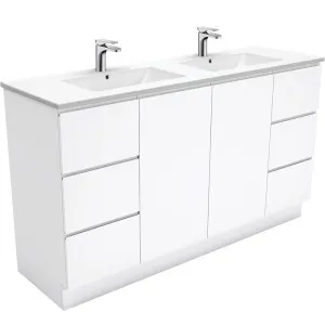 Dolce Fingerpull Gloss White 1500 Double Bowl Vanity On Kickboard by Fienza, a Vanities for sale on Style Sourcebook